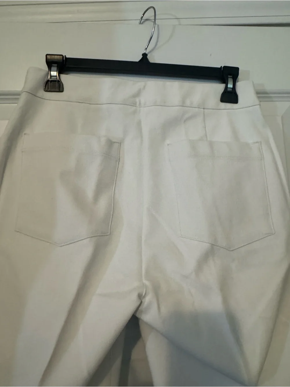 Spanx Slim Straight Leg Cotton Pants in White w/ Silver Lining Size Medium